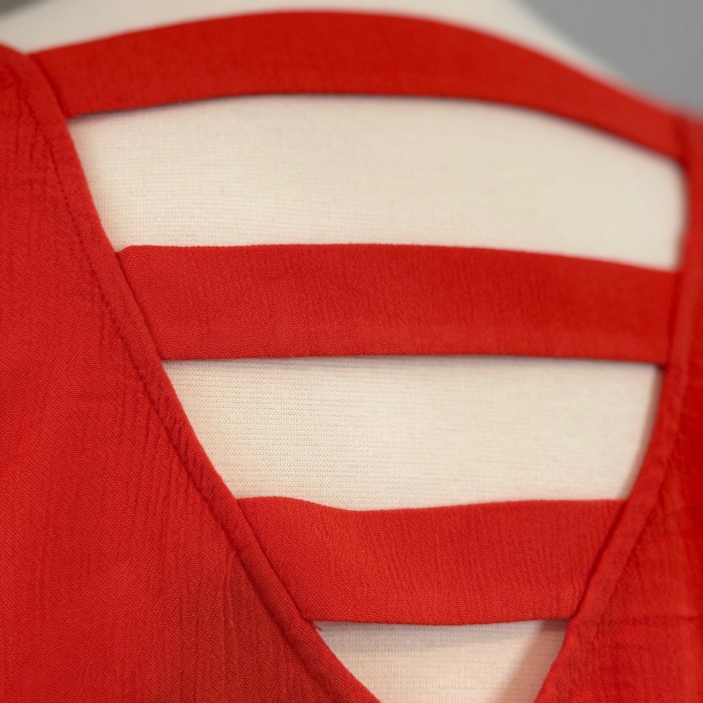 a.n.a. A New Approach Orange V Neck Strappy Back Sleeveless Tunic Top M - Picture 3 of 11